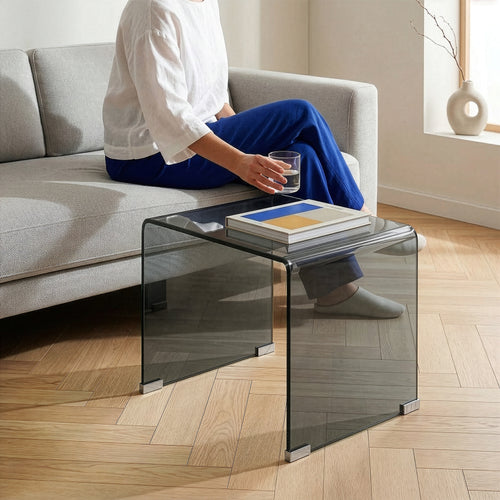 Table d’appoint Varlofrek verre trempé 50 x 50 x 50 cm [en.casa]