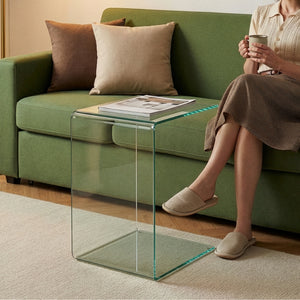 Table d'appoint Trölmapilu verre 60 x 40 x 40 cm [en.casa]