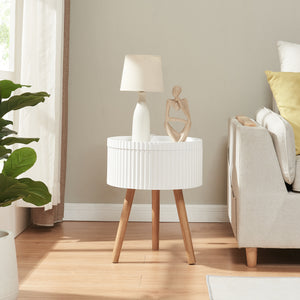 Beistelltisch Bongard mit Stauraum Ø38x48 cm Weiß [en.casa] - premiumXL