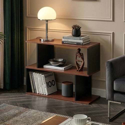 Table d’appoint Trond 80 x 29 x 60 cm noir effet noyer [en.casa]