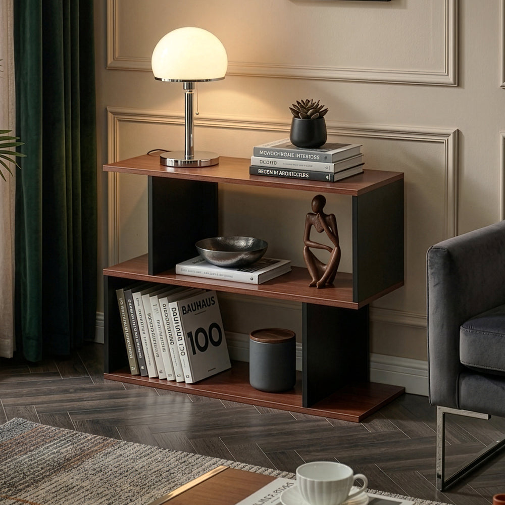Table d’appoint Trond 80 x 29 x 60 cm noir effet noyer [en.casa]