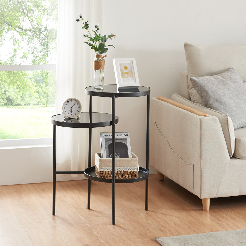 Beistelltisch Mölndal mit 3 Ablagen Schwarz [en.casa] - premiumXL