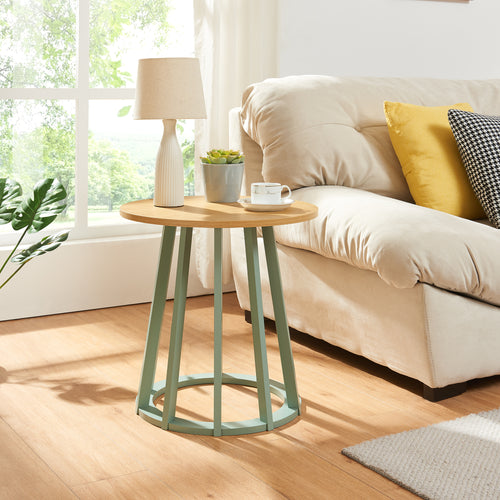 Beistelltisch Lensuu 48xØ48 cm Pastellgrün/Eiche [en.casa] - premiumXL