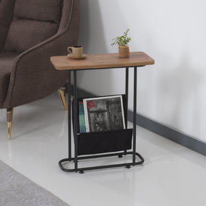 Table d'appoint Bov avec espace de rangement 64 x 55 x 24 cm effet noyer / noir [en.casa]