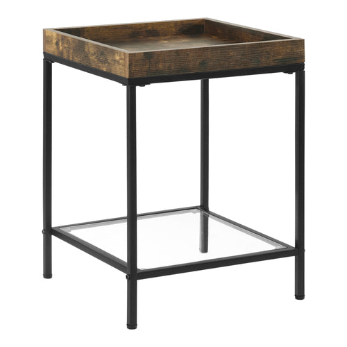 Table d'Appoint Mariefred Carrée avec Étagère 55x40x40 cm Noir Effet Bois Foncé [en.casa]