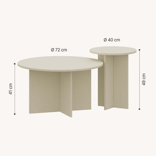 Lot de 2 tables basses gigognes Verummetka [en.casa]