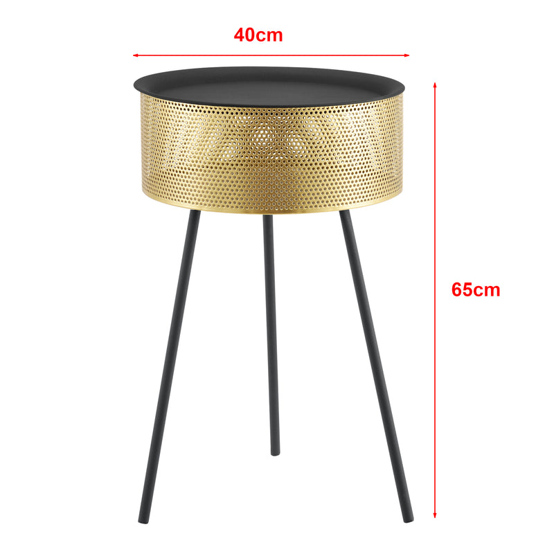Croquis coté Petite table Gällivare noir doré [en.casa] 