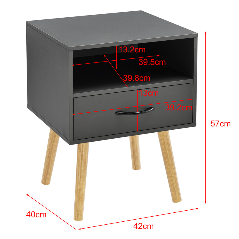 Croquis coté Table de Chevet Gävle avec tiroir 57 x 42 x 40 cm Plusieurs couleurs [en.casa]