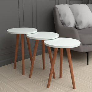 Table d'appoint Herrljunga en lot de 3, ronde, en différentes couleurs [en.casa]