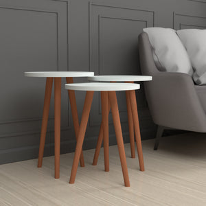 Table d'appoint Herrljunga en lot de 3, ronde, en différentes couleurs [en.casa]