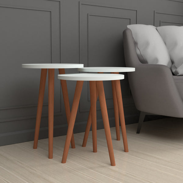 Table d'appoint Herrljunga en lot de 3, ronde, en différentes couleurs [en.casa]