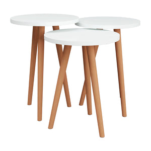 Table d'appoint Herrljunga en lot de 3, ronde, en différentes couleurs [en.casa]