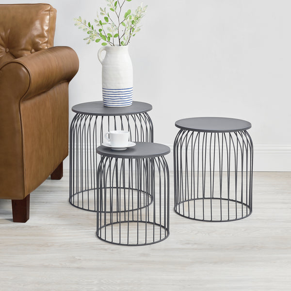 Lot de 3 Tables Gigognes Amherst 40x40x46 cm Plusieurs couleurs [en.casa]