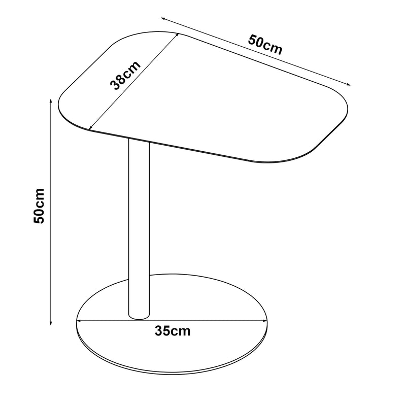 Croquis coté Table d'appoint Nastätten 50 x 50 x 38 cm [en.casa]