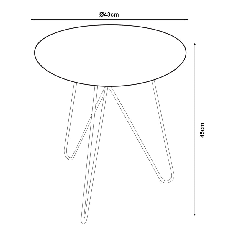 Croquis coté Table d'appoint Nopimi 45 x 43 cm [en.casa] 