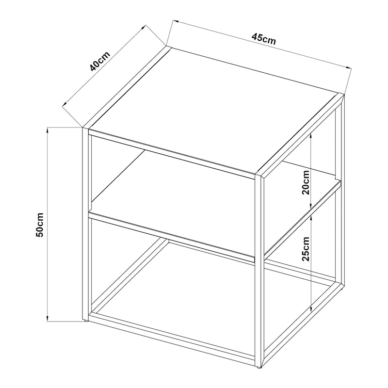 Croquis coté Table d'appoint Raahe acier 50 x 45 x 40 cm [en.casa]