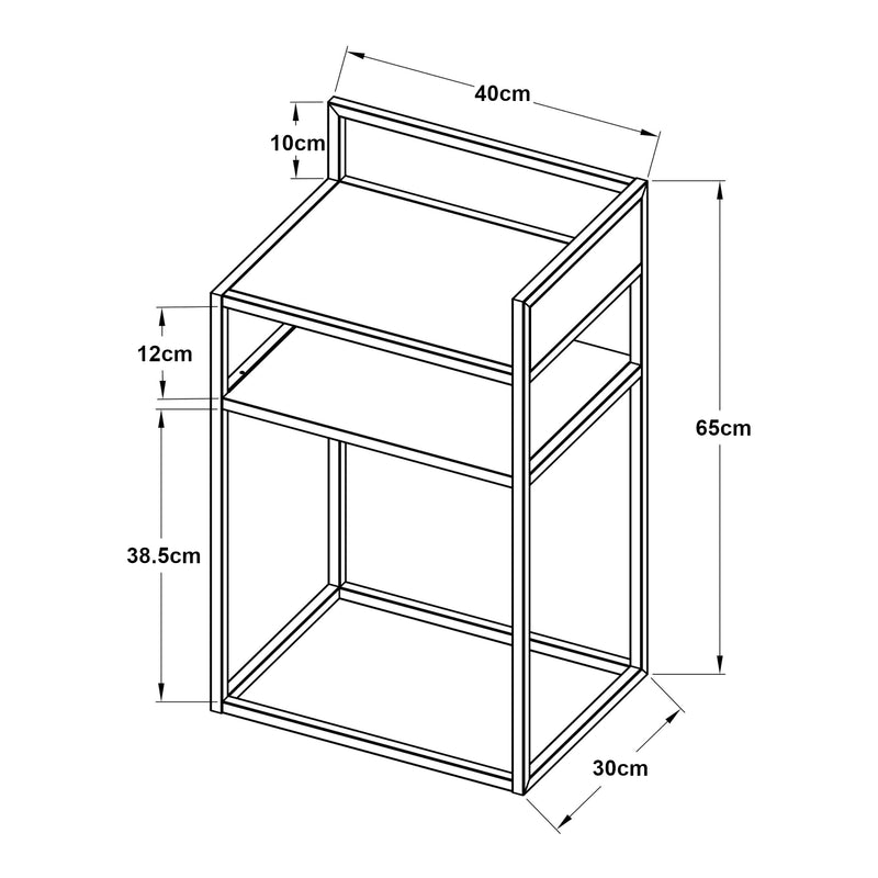 Croquis coté Table d'appoint Riihimäki acier 65 x 40 x 30 cm [en.casa]