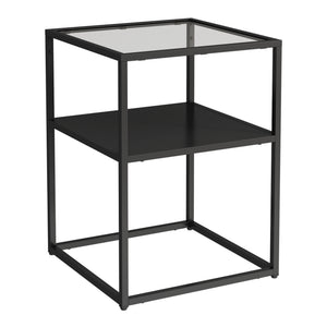 Table d'appoint Solund avec étagère acier verre trempé 55 x 40 x 40 cm [en.casa]