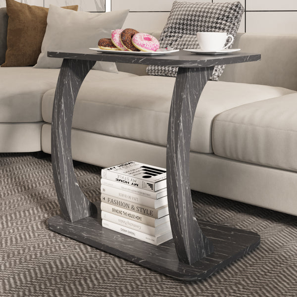 Table d'appoint Stattela en forme de C 59x35x56 cm [en.casa]