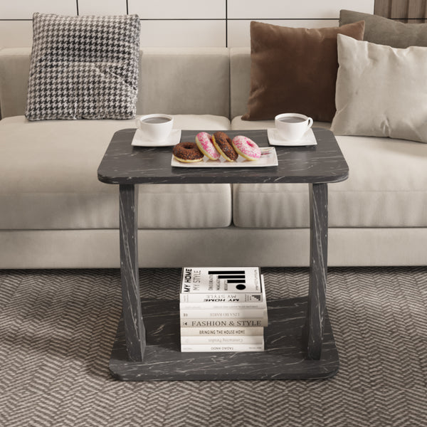 Table d'appoint Stattela en forme de C 59x35x56 cm [en.casa]