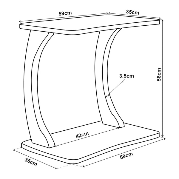 Table d'appoint Stattela en forme de C 59x35x56 cm [en.casa]