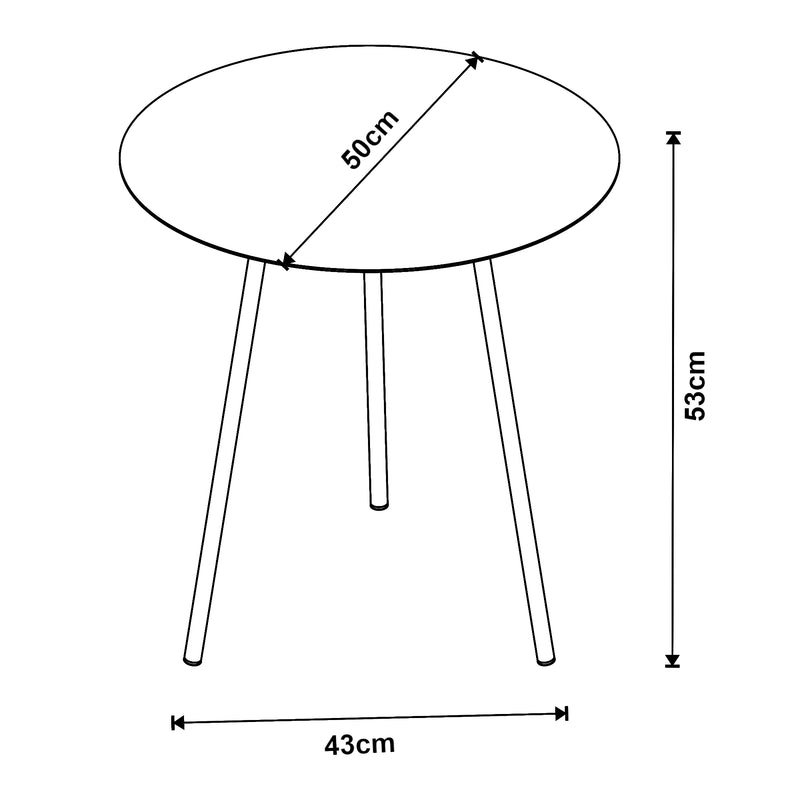 Croquis coté Table d'appoint Sula avec plateau rond métal noir [en.casa]