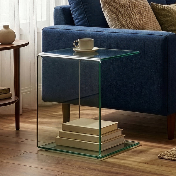 Table d'appoint Trölmapilu verre 60 x 40 x 40 cm [en.casa]