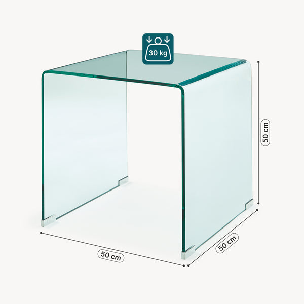 Table d’appoint Varlofrek verre trempé 50 x 50 x 50 cm [en.casa]
