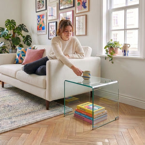 Table d’appoint Varlofrek verre trempé 50 x 50 x 50 cm [en.casa]