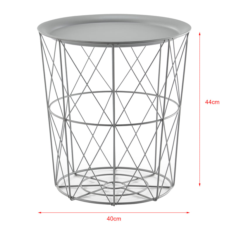 Croquis coté Set de 3 Tables Gigognes Worcester Métal Plateau Amovible  [en.casa] 