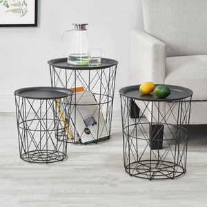 Set de 3 paniers en métal table d'appoint Worcester en.casa