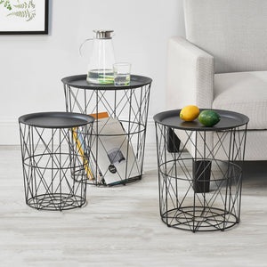 Set de 3 paniers en métal table d'appoint Worcester en.casa