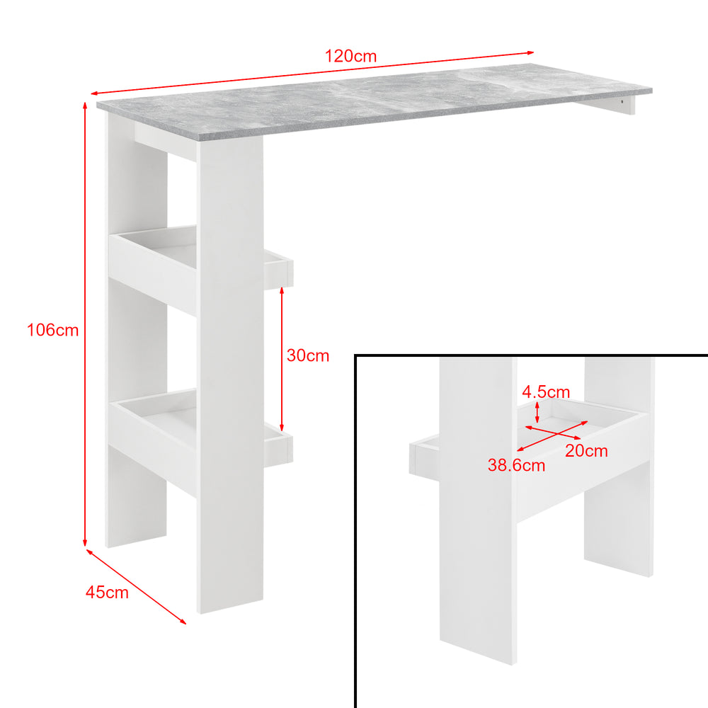 Bartisch Bromölla 120x45x106 cm versch. Farben en.casa - premiumXL