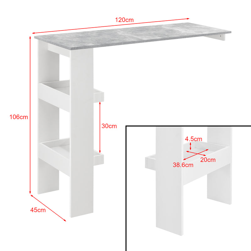 Croquis coté Table de Bar Bromölla 120 x 45 x 106 cm Couleurs différentes [en.casa]