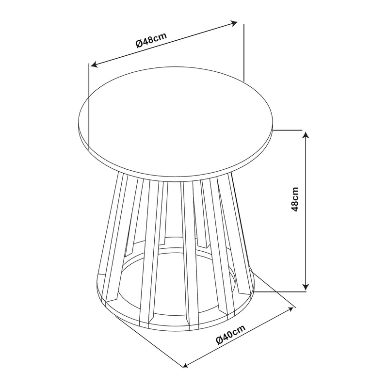 Croquis coté Table d'appoint Buzzard [en.casa]