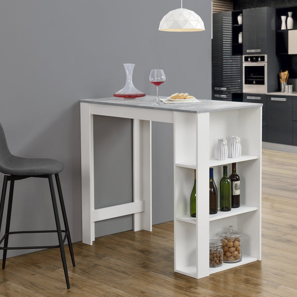 Table de bar Danderyd 120x60x106 cm avec 3 compartiments de rangement [en.casa]
