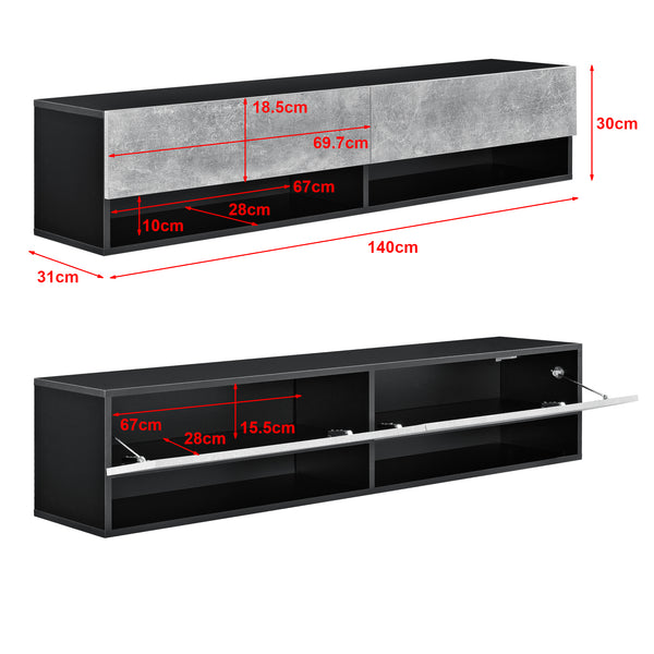 Étagère Murale Halmstad à 2 Portes Panneau de Particules 140 x 31 x 30 cm [en.casa]