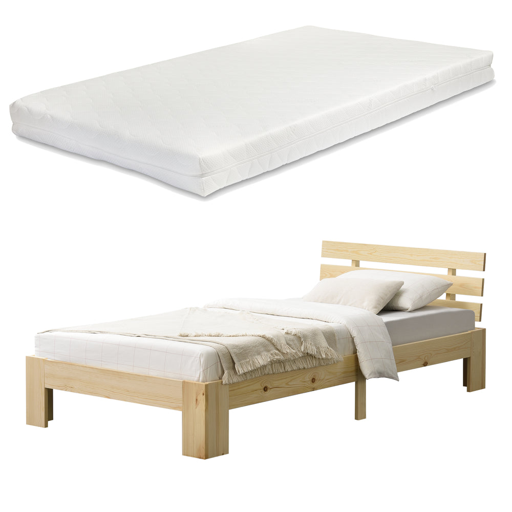 Lit en bois Nivala avec matelas en mousse froide, différentes couleurs et tailles en.casa - premiumXL