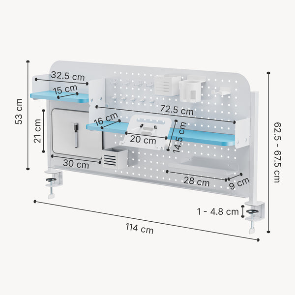 Organisateur de bureau à clipser Sauda 114x68 cm acier [en.casa]