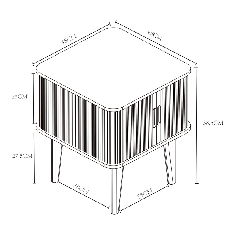 Croquis coté Table d'appoint Tysvær bambou 59 x 45 x 45 cm [en.casa]