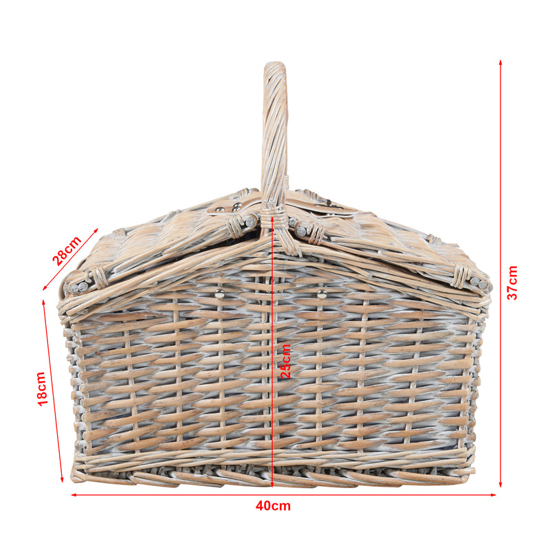 Croquis coté Panier de pique-nique Lumparland naturel blanc bleu casa.pro