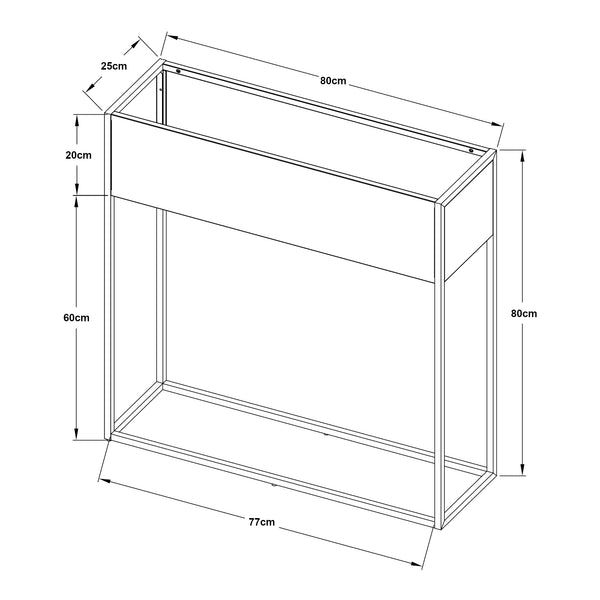 Porte-plantes surélevé Joensuu acier 80 x 80 x 25 cm noir [en.casa]