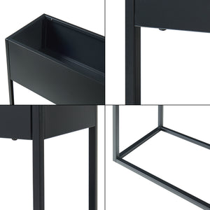 Porte-plantes surélevé Joensuu acier 80 x 80 x 25 cm noir [en.casa]