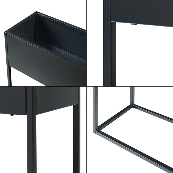 Porte-plantes surélevé Joensuu acier 80 x 80 x 25 cm noir [en.casa]