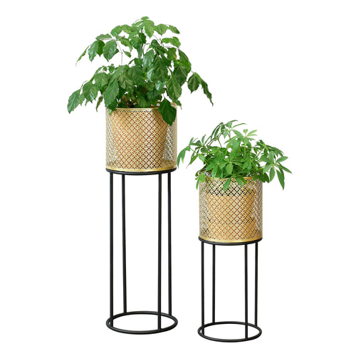 Support de pot de fleurs Messancy 2 pcs Noir-Doré en.casa