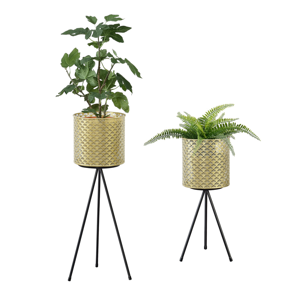 Support de pot de fleurs Mechelen 2 pcs Noir-Doré en.casa