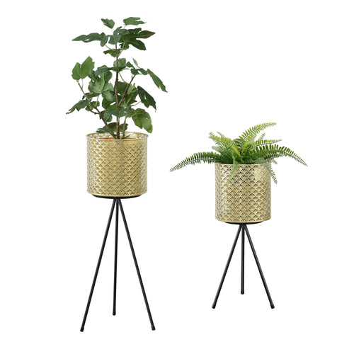 Support de pot de fleurs Mechelen 2 pcs Noir-Doré en.casa