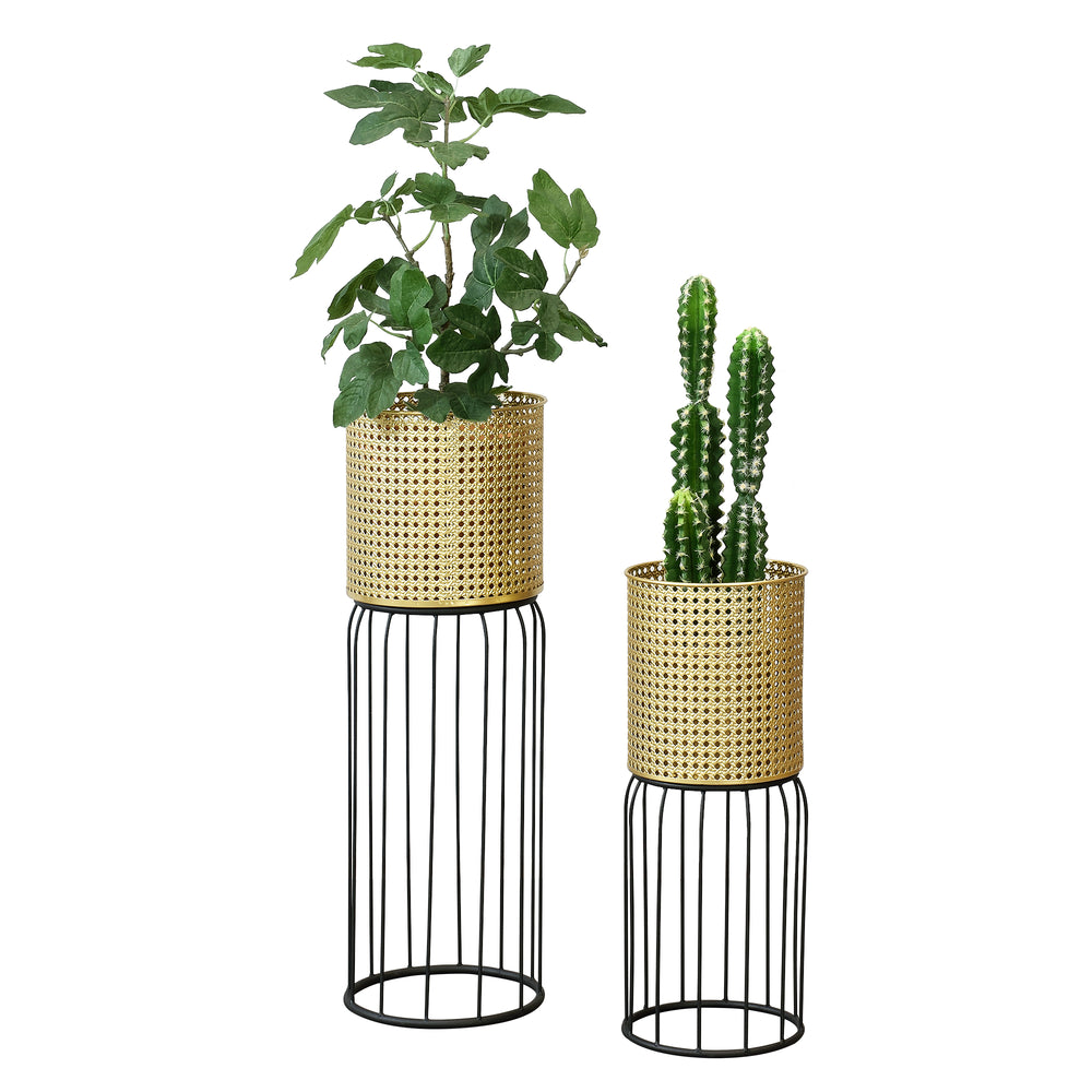 Support de pot de fleurs Maaseik 2 pcs. Noir-doré en.casa