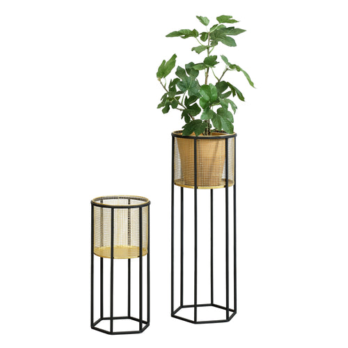 Support de pot de fleurs Malgedem 2 pcs. Noir-doré en.casa