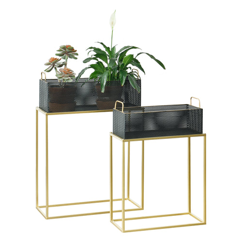Lot de 2 Supports de Plante Jurbise Laiton Noir [en.casa]